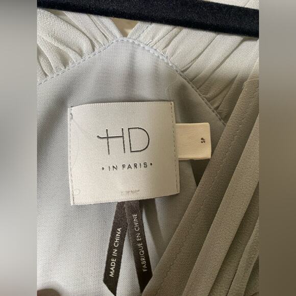 Anthropologie HD in Paris grey‎ pleated chiffon mini dress ruffles small petite - Picture 5 of 7